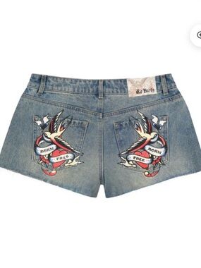 Ed Hardy Y2K-Revived Denim Shorts, Size L